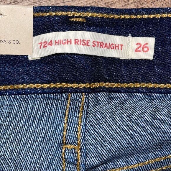 Levi's Womens 724 High Rise Dark Wash Slim Straight Jeans Blue Size 26 NWT‎ - Picture 13 of 15